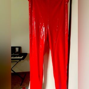 Red Faux Leather Pants